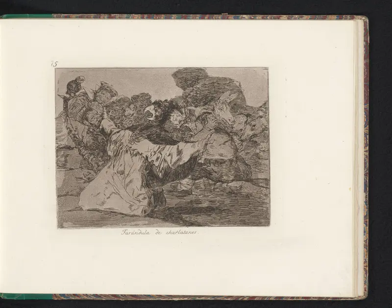 Priester met een vogelkop omringd door half menselijke figuren Wall Art by Francisco de Goya - High-Resolution Digital Print