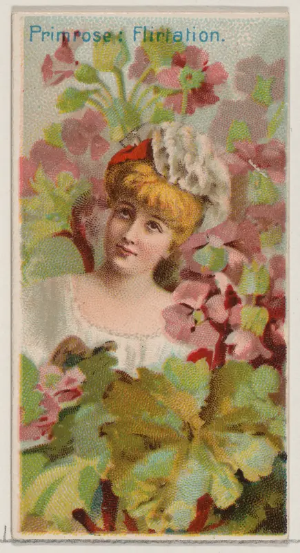 Primrose: Flirtation, from the series Floral Beauties and Language of Flowers (N75) for Duke brand cigarettes Wall Art by American Tobacco Company - High-Resolution Digital Print