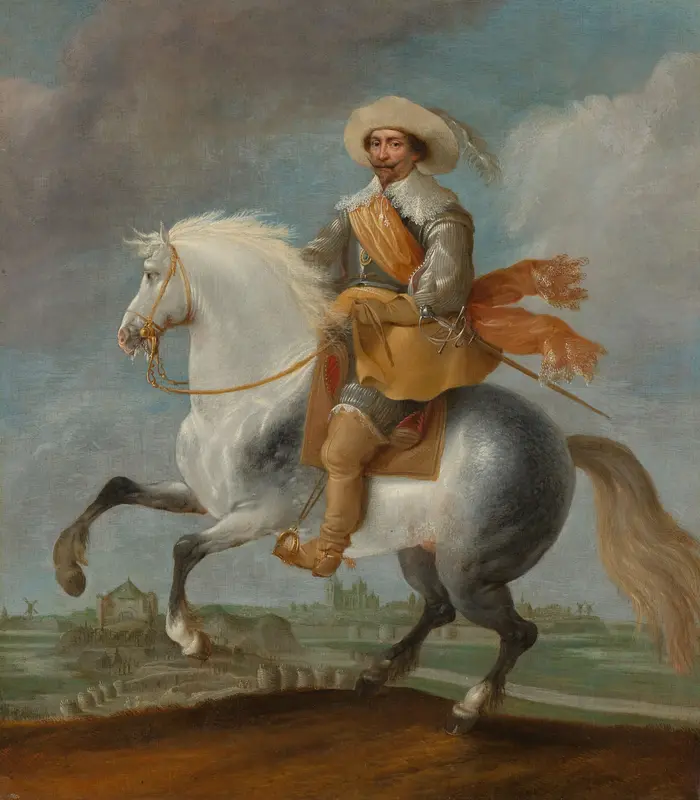 Prince Frederik Hendrik on Horseback outside the Fortifications of 's-Hertogenbosch, 1629 Wall Art by Unknown - High-Resolution Digital Print