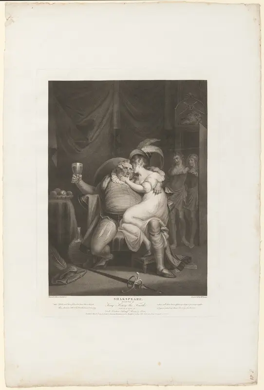 Prince Hal and Poins Surprise Falstaff with Doll Tearsheet Wall Art by William Satchwell Leney - High-Resolution Digital Print
