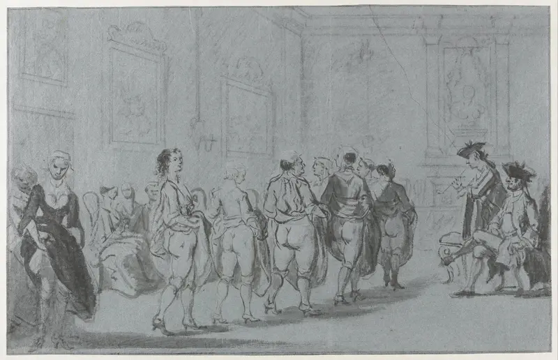 Prins Eugenius van Savoye keurt een revue van prostituées Wall Art by Cornelis Troost - High-Resolution Digital Print