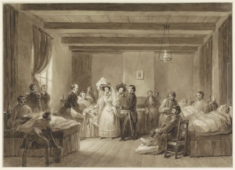 Prinses van Oranje bezoekt het soldatenhospitaal te 's-Gravenhage Wall Art by Jacob Joseph Eeckhout - High-Resolution Digital Print