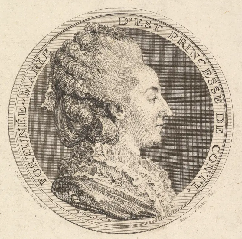 Print of a Portrait Medal of Fortunée-Marie d'Est, Princesse de Conti by Augustin de Saint-Aubin - High-Resolution Digital Print