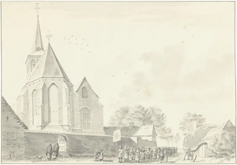 Processie langs de kerk van Broekhuizenvorst Wall Art by Jan de Beijer - High-Resolution Digital Print