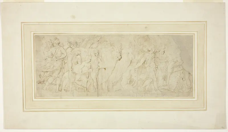 Procession of Figures and Oxen Wall Art by Girolamo da Carpi - High-Resolution Digital Print