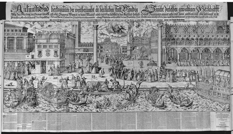 Procession of the Doge to the Bucintoro on Ascension Day, with a View of Venice, ca. 1565 Wall Art by Jost Amman - High-Resolution Digital Print