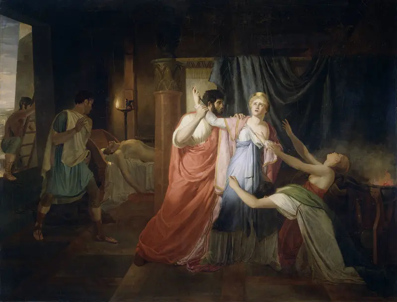 Proculeius weerhoudt Cleopatra ervan zich te doorsteken Wall Art by Joannes Echarius Carolus Alberti - High-Resolution Digital Print