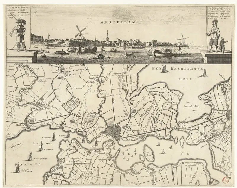 Profiel van Amsterdam met een kaart van de blokkade door de troepen van Willem II, 1650 Wall Art by Unknown - High-Resolution Digital Print