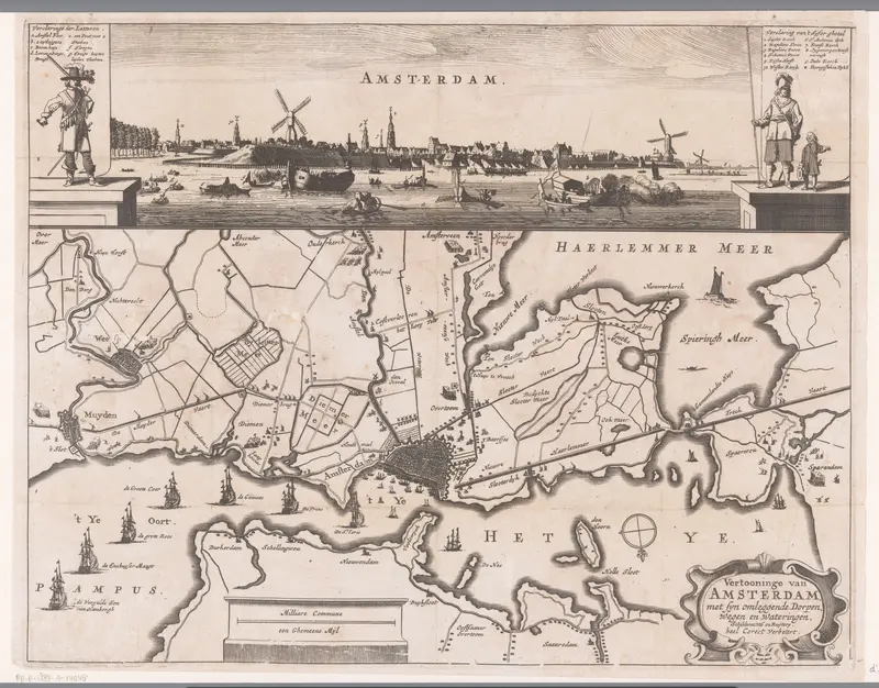 Profiel van Amsterdam met een kaart van de blokkade door de troepen van Willem II, 1650 Wall Art by anonymous - High-Resolution Digital Print