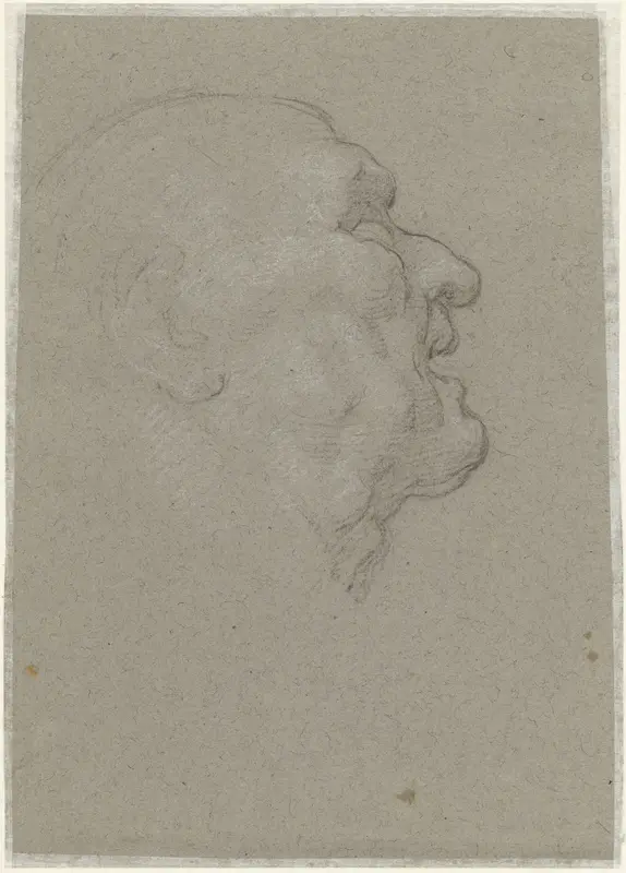 Profiel van het hoofd van een oude man Wall Art by anonymous - High-Resolution Digital Print