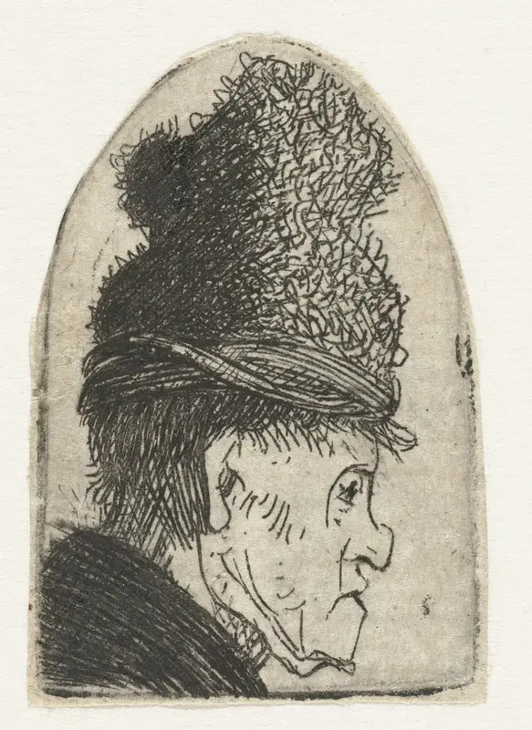 Profile of a Man in a High Hat Wall Art by Rembrandt van Rijn - High-Resolution Digital Print