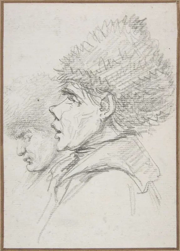Profile of two soldiers wearing fur caps Wall Art by Baron Dominique Vivant Denon - High-Resolution Digital Print