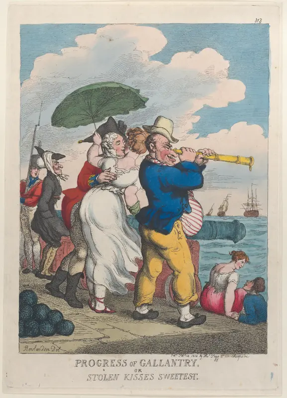 Progress of Gallantry or Stolen Kisses Sweetest Wall Art by Thomas Rowlandson - High-Resolution Digital Print
