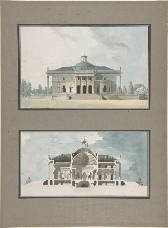 Project for a "Maison de plaisance pour un grand seigneur", Elevation and Section Wall Art by Jean Nicolas Sobre - High-Resolution Digital Print