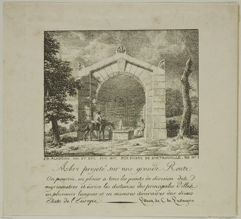 Project for a Shelter Along a Highway Wall Art by Jean Antoine Alavoine - High-Resolution Digital Print