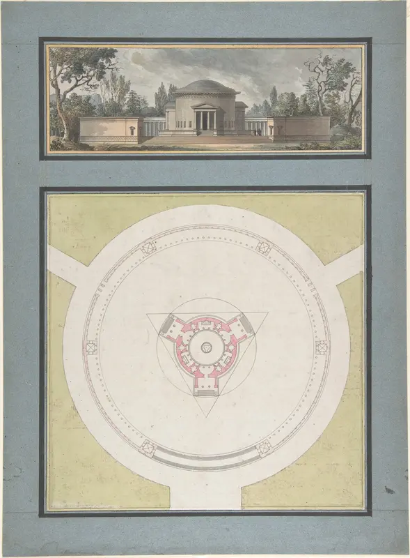 Project for a Temple Dedicated to the Trinity, Elevation and Plan Wall Art by Jean Nicolas Sobre - High-Resolution Digital Print