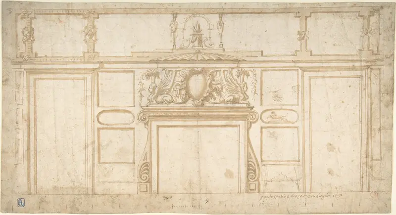 Project for Interior Wall with Fireplace Wall Art by Anonymous, Italian, 16th century - High-Resolution Digital Print