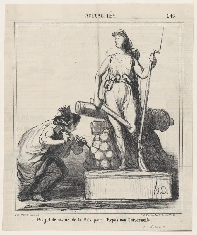 Project for the statue of peace at the Universal Exposition, from 'News of the day,' published in "Le Charivari" Wall Art by Honoré Daumier - High-Resolution Digital Print