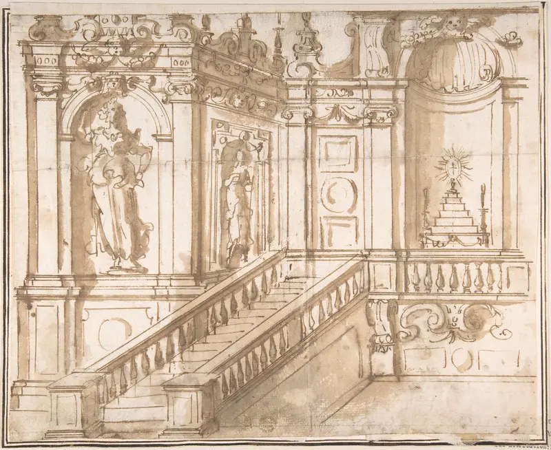 Project of Altar Decoration (Stage Setting?) Wall Art by Anonymous, Italian, 16th century - High-Resolution Digital Print