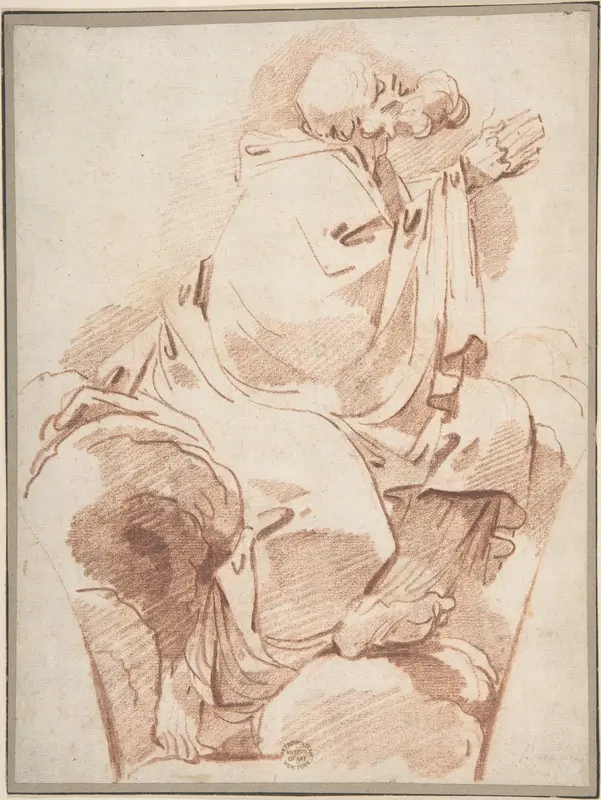 Prophet Seated in Profile on a Cloudbank, Praying: decoration for a spandrel Wall Art by André Lebrun - High-Resolution Digital Print