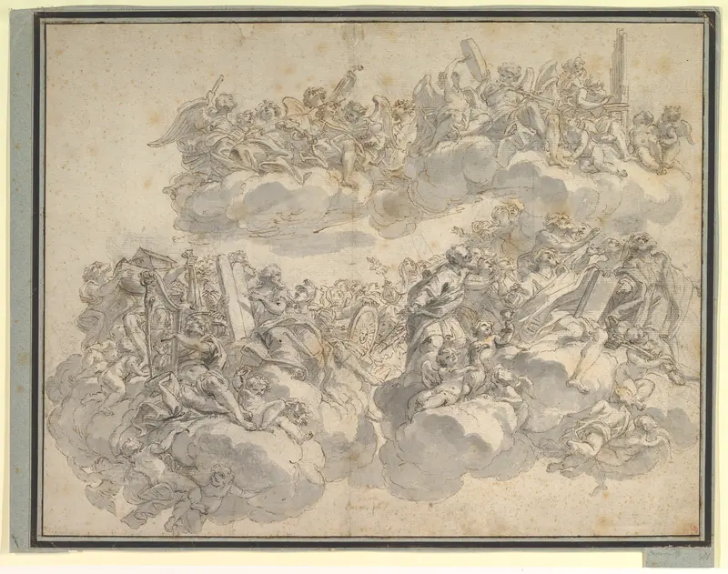 Prophets, Patriarchs, Saints, and Music-Making Angels in Glory Wall Art by Giovanni Battista Gaulli (Il Baciccio) - High-Resolution Digital Print