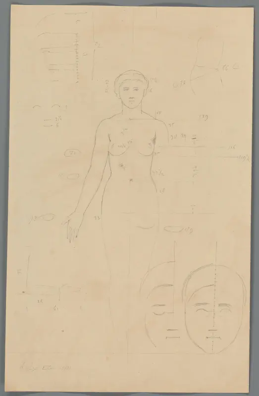 Proportiestudie van een vrouwenlichaam en -gezicht Wall Art by Unknown - High-Resolution Digital Print