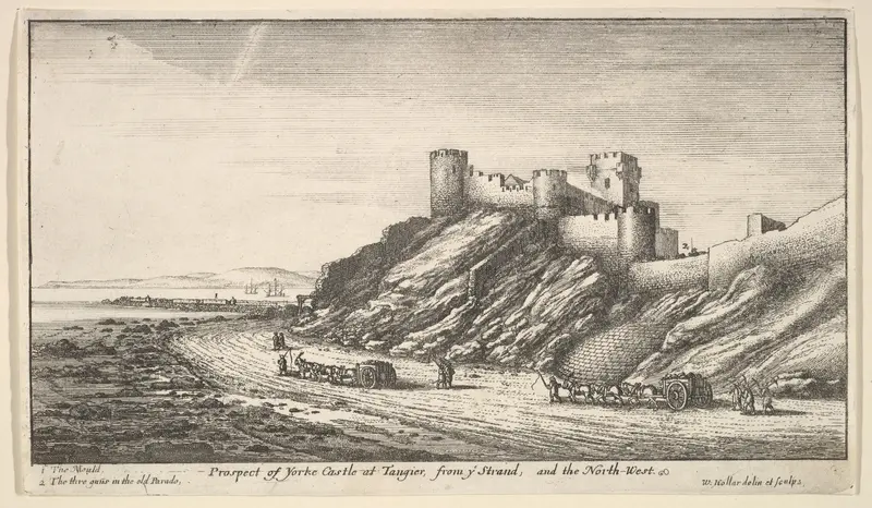 Prospect of Yorke Castle at Tangier, from ye Strand, and the North-West, from "Views of Tangier" Wall Art by Wenceslaus Hollar - High-Resolution Digital Print