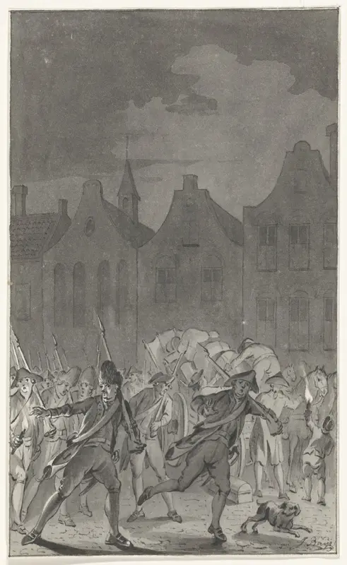 Pruisische troepen op de Neude te Utrecht bij het verlaten van de stad, 16 september 1787 Wall Art by Unknown - High-Resolution Digital Print