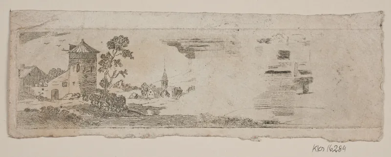 Prøveblad af landskab med borg og kirke Wall Art by Gerhard Ludvig Lahde - High-Resolution Digital Print