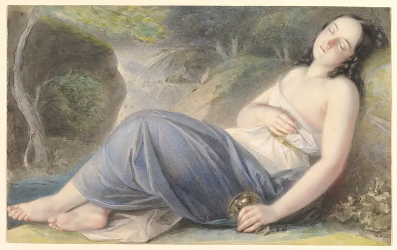 Psyche Asleep in a Landscape Wall Art by Karl Joseph Aloys Agricola - High-Resolution Digital Print
