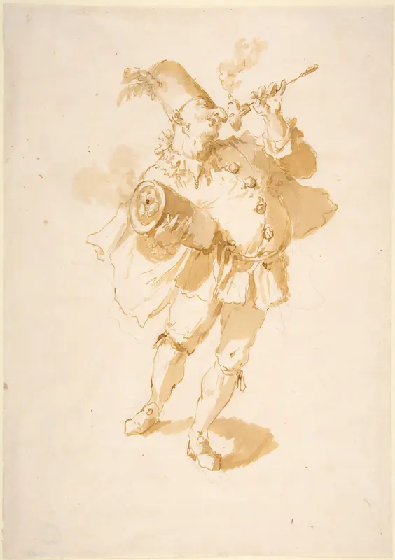 Punchinello with Dumpling or Fritter Wall Art by Giovanni Battista Tiepolo - High-Resolution Digital Print