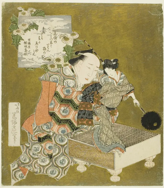 Puppeteer holding puppet on "go" board Wall Art by Katsushika Hokusai - High-Resolution Digital Print