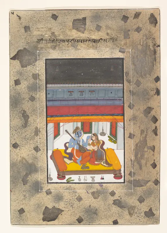 Puriya Ragaputra: Page from the Dispersed "Boston" Ragamala Series (Garland of Musical Modes) Wall Art by Unknown - High-Resolution Digital Print