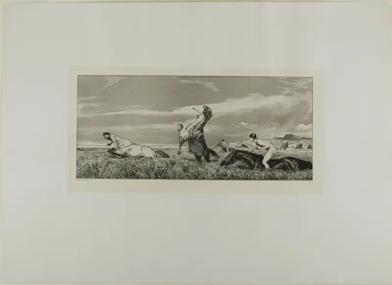 Pursued Centaur, plate three from Intermezzos Wall Art by Max Klinger - High-Resolution Digital Print