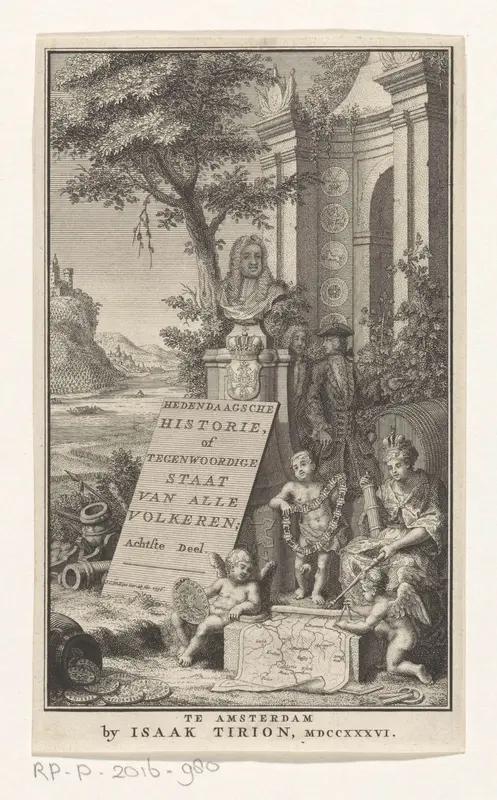 Putti en vrouw met kaart van het Duitse Rijk Wall Art by Unknown - High-Resolution Digital Print