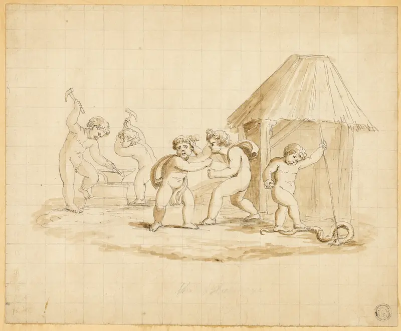 Putti Enacting Mythological Scenes Wall Art by Lady Diana Beauclerk - High-Resolution Digital Print