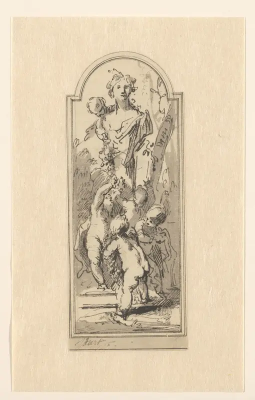 Putti met buste van vrouw tussen bomen Wall Art by Jacob de Wit - High-Resolution Digital Print