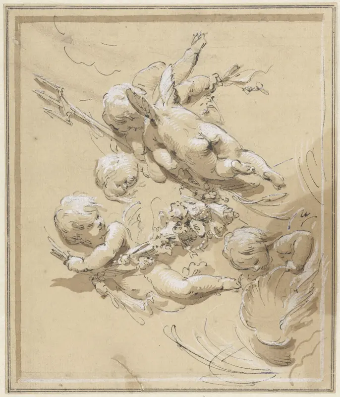 Putti met drietand Wall Art by Jacob de Wit - High-Resolution Digital Print