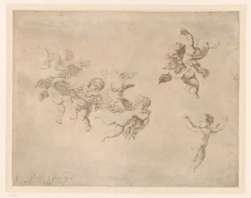Putti met een guirlande van vruchten Wall Art by Pieter de Porck - High-Resolution Digital Print