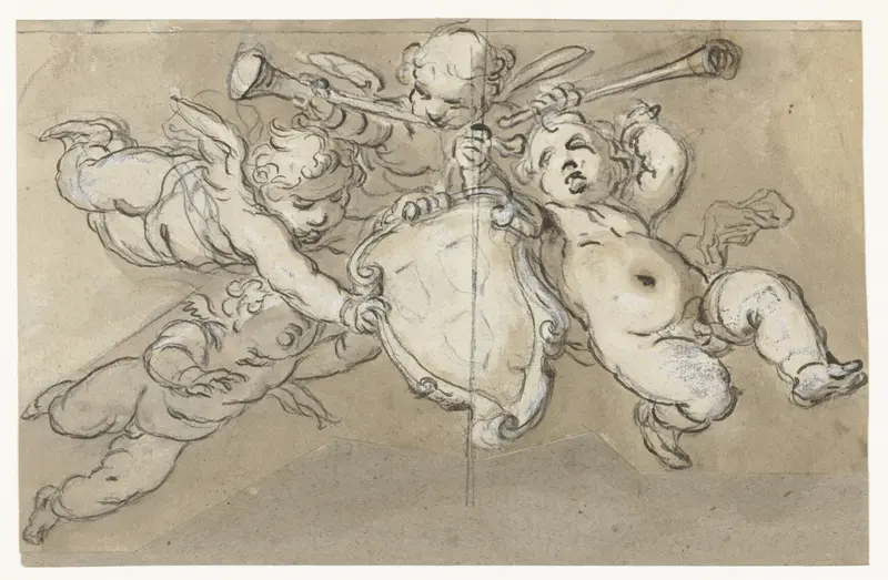 Putti met het wapen van het Lucas Gilde Wall Art by Abraham Bloemaert - High-Resolution Digital Print