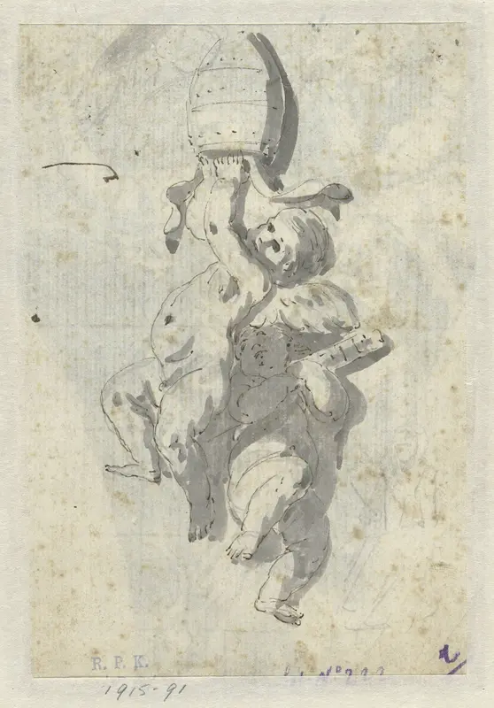 Putti met pauselijke insignia Wall Art by anonymous - High-Resolution Digital Print
