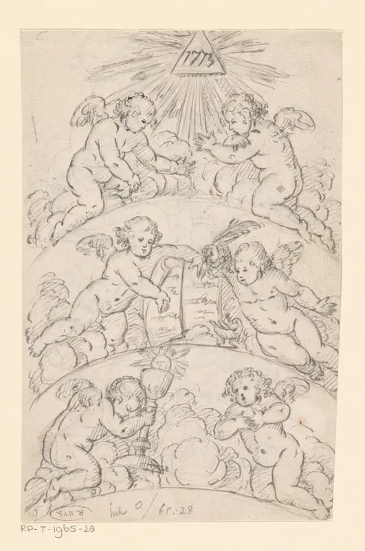 Putti met religieuze attributen Wall Art by anonymous - High-Resolution Digital Print