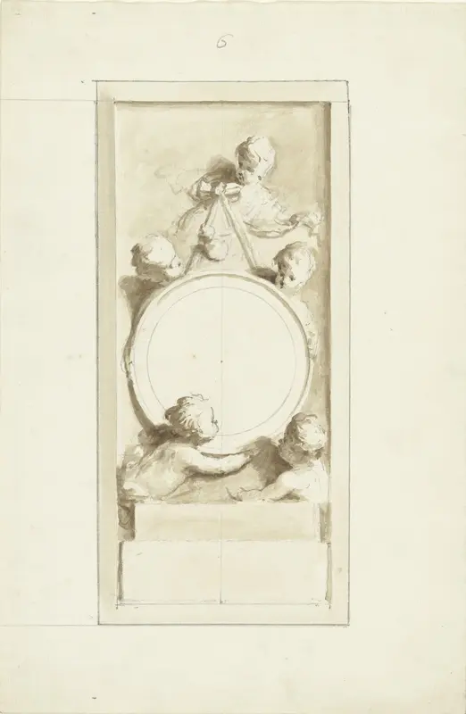Putti rond een medaillon Wall Art by Dionys van Nijmegen - High-Resolution Digital Print