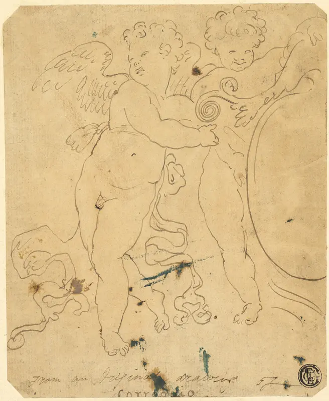 Putti with Shield Wall Art by Unknown artist - High-Resolution Digital Print
