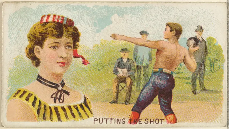 Putting the Shot, from the Games and Sports series (N165) for Old Judge Cigarettes Wall Art by Goodwin & Company - High-Resolution Digital Print