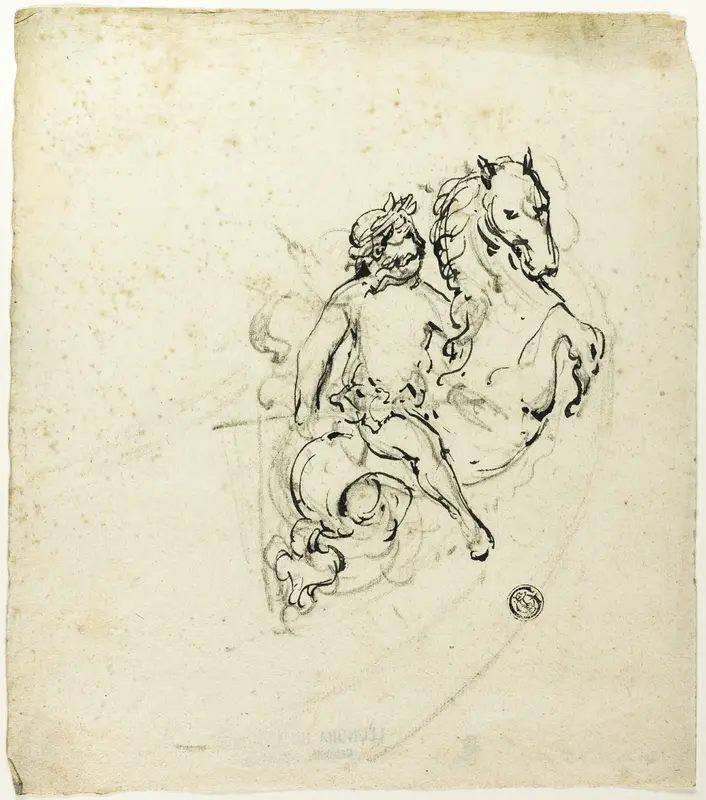 Putto Crowned with Laurel, on Prancing Horse Wall Art by Unknown artist - High-Resolution Digital Print