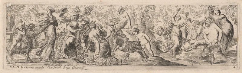 Putto Herding Goats through Garlands Wall Art by Pierre Brebiette - High-Resolution Digital Print