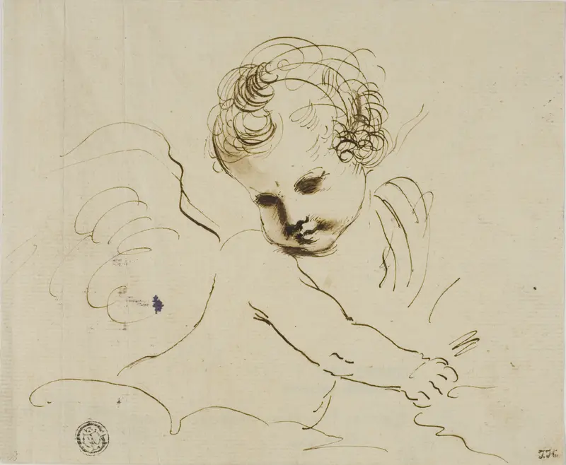 Putto in the Clouds Wall Art by Guercino - High-Resolution Digital Print