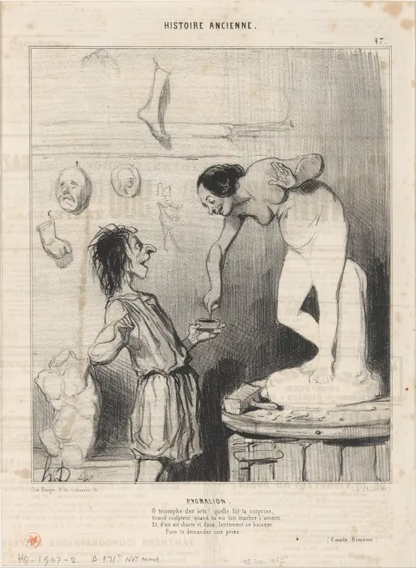 Pygmalion, from Histoire Ancienne, published in Le Charivari, December 28, 1842