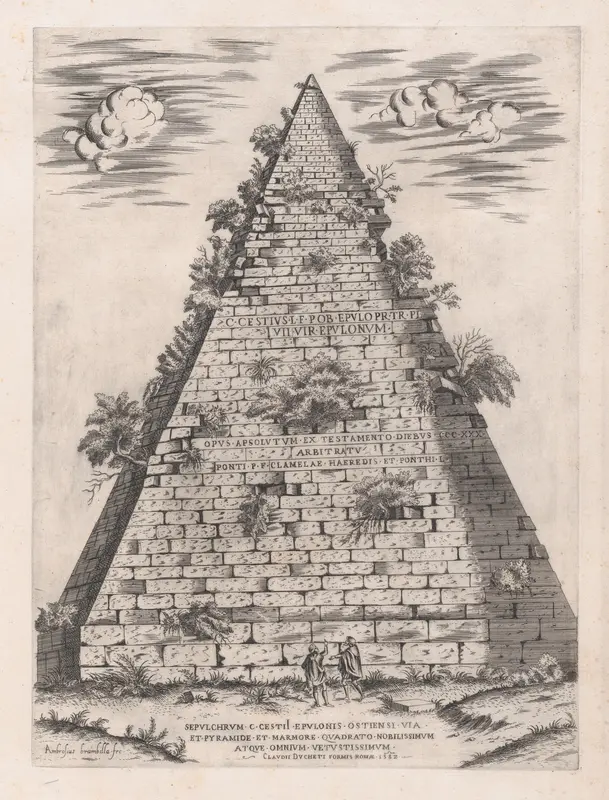 Pyramid of Caius Cestius, from "Speculum Romanae Magnificentiae" Wall Art by Giovanni Ambrogio Brambilla - High-Resolution Digital Print